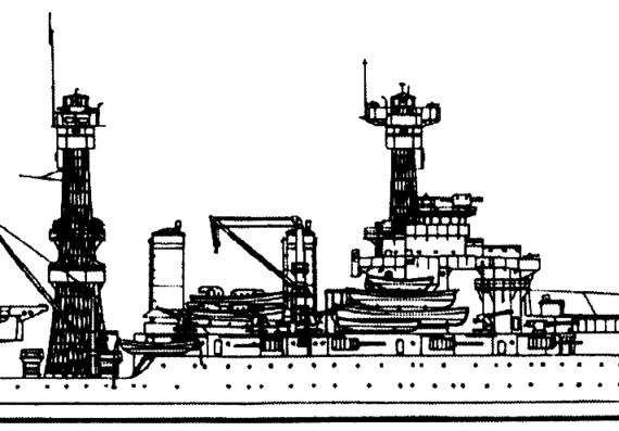 Боевой корабль USS BB-44 California 1934 [Battleship] - чертежи, габариты, рисунки